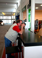 Bob's demonstrating how to hold an SLR!