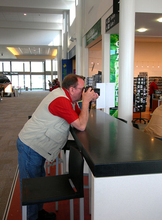 Bob's demonstrating how to hold an SLR!